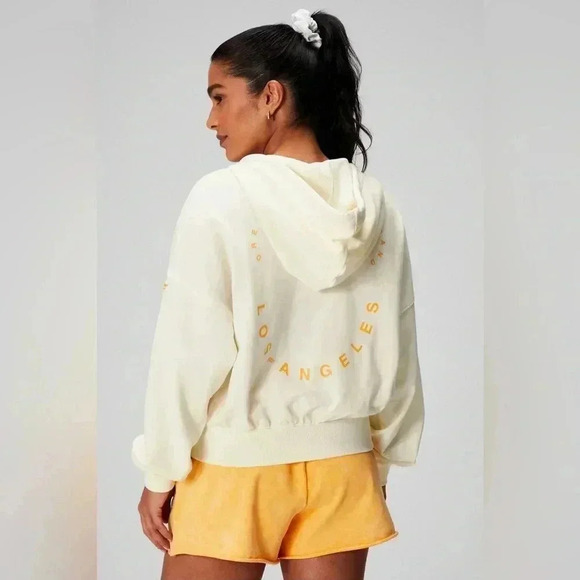 Fabletics Lightweight Terry Shrunken Hoodie size XL Colour: Cream/Graphic - Picture 10 of 13